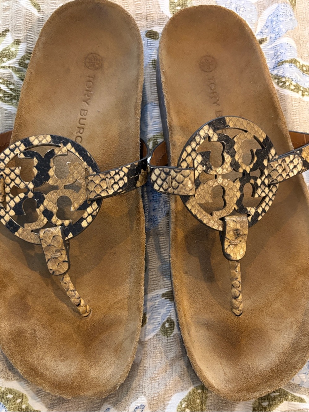 Tory Burch Snake-Print cork sandals size 9.5